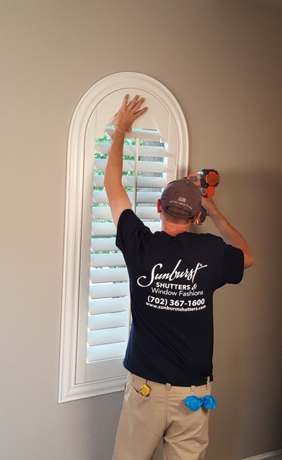 Shutter install in Minneapolis family room